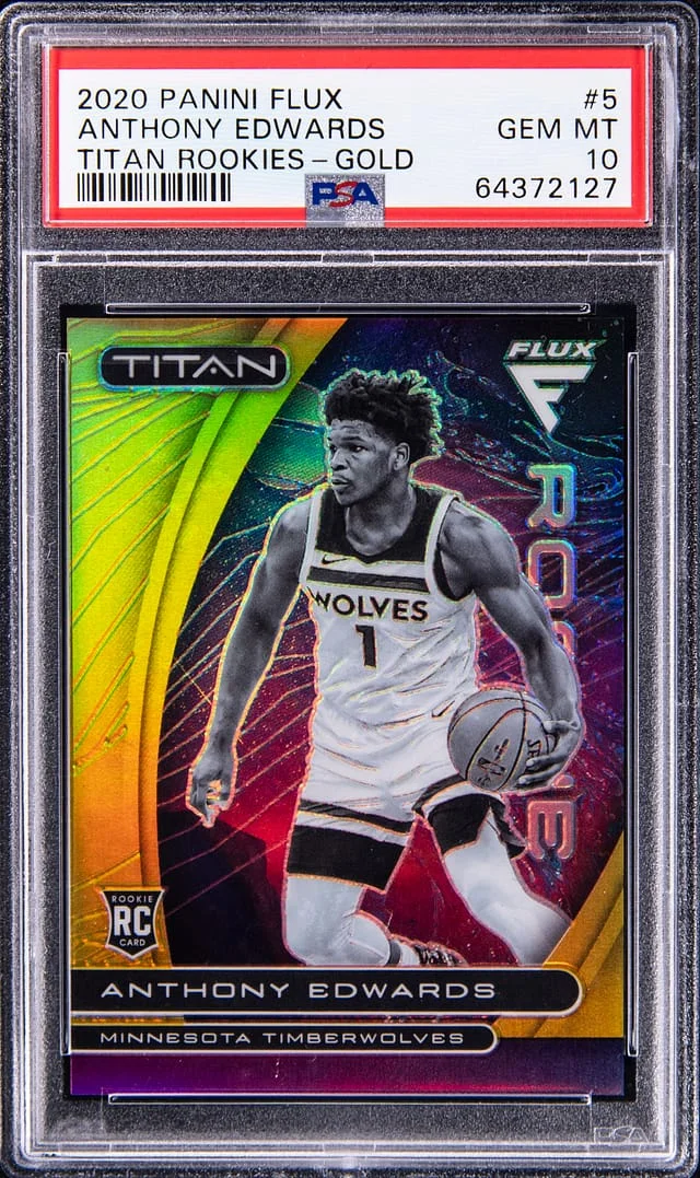 2020-21 Panini Flux Anthony Edwards Titan Rookies Gold #5 card image