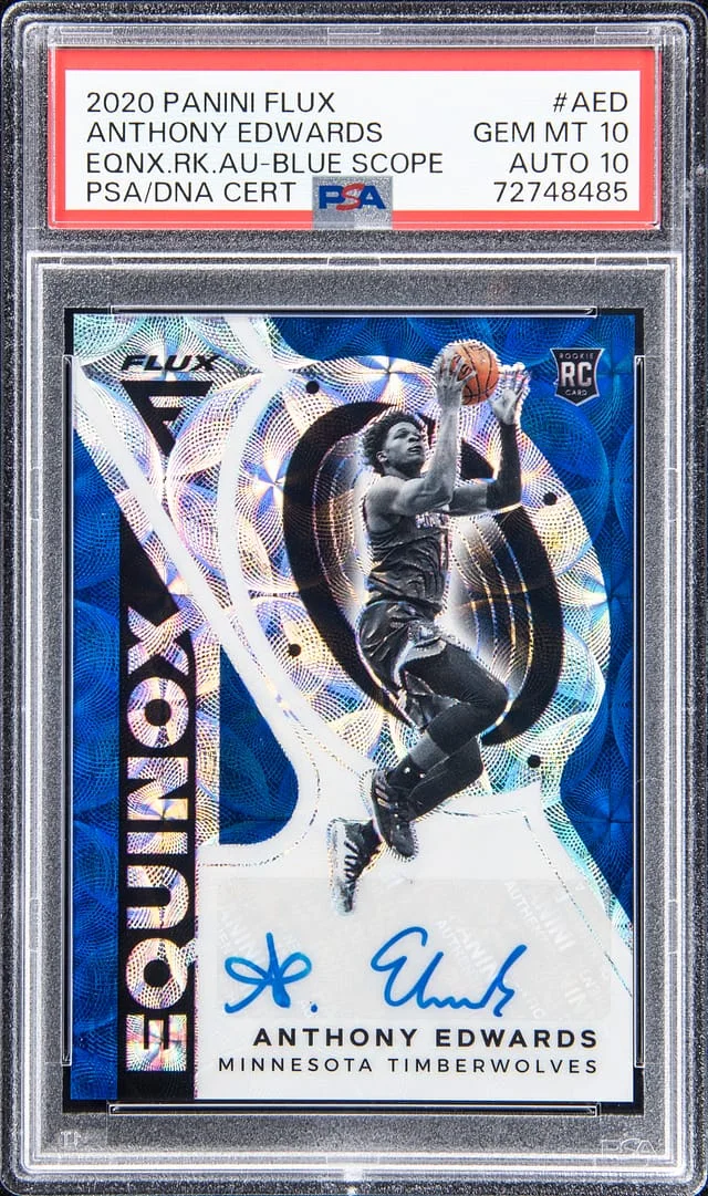2020-21 Panini Flux Anthony Edwards Equinox Autographs Blue Scope #EQR-AED card image