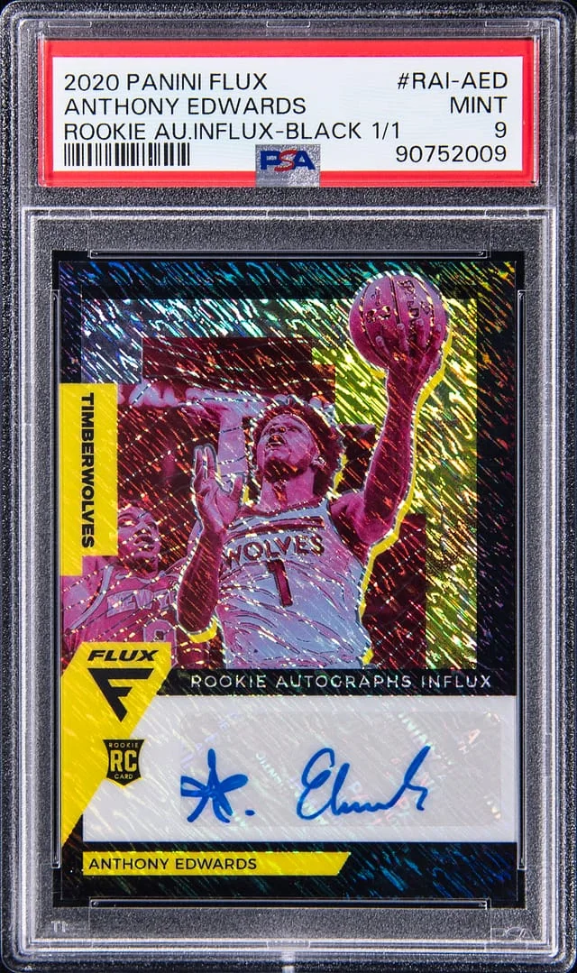 2020-21 Panini Flux Anthony Edwards Autograph Influx Black #RAI-AED card image