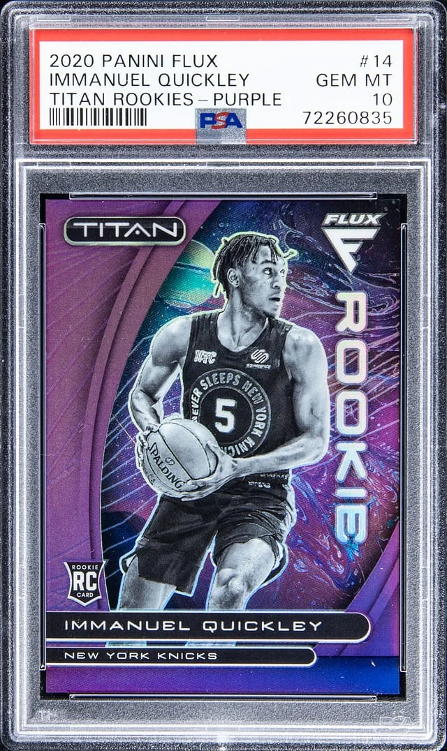 2020-21 Panini Flux Immanuel Quickley Titan Rookies Purple #14 card image