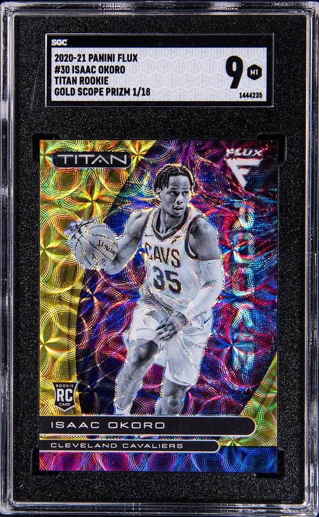 2020-21 Panini Flux Isaac Okoro Titan Gold Scope Prizm #30 card image