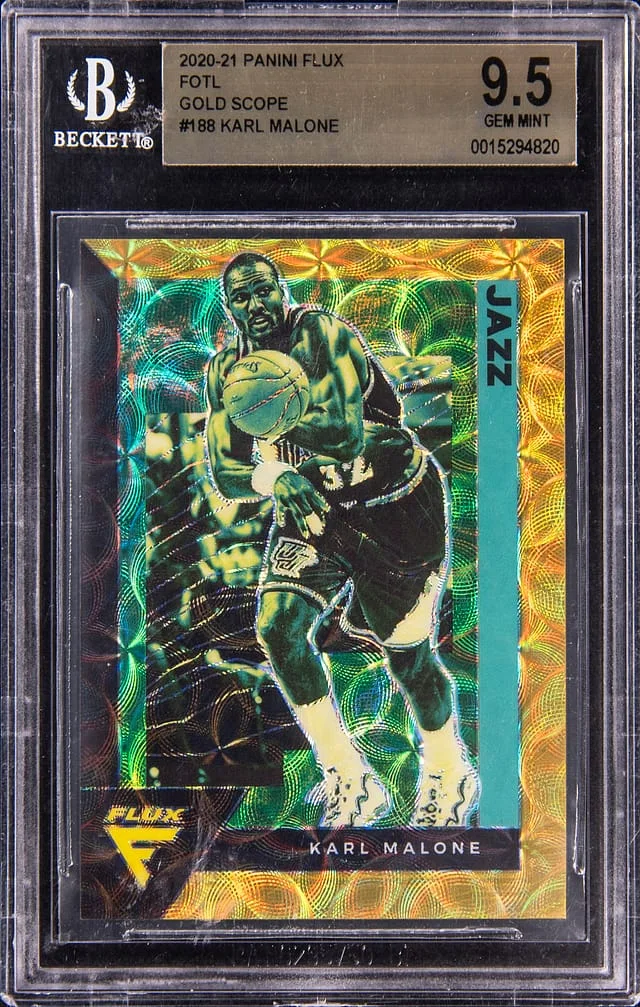 2020-21 Panini Flux Karl Malone Gold Scope FOTL #188 card image