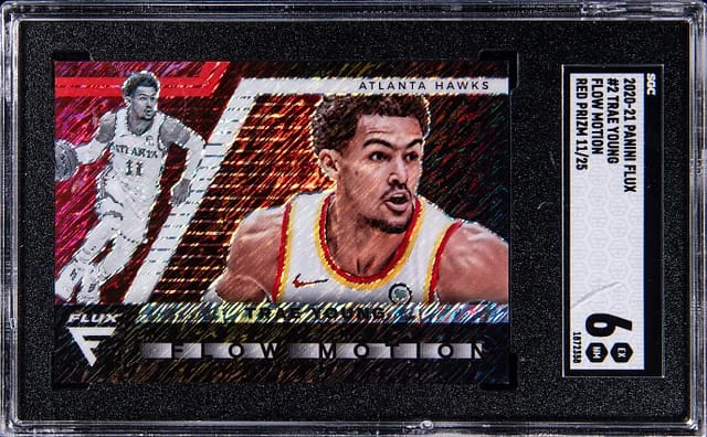 2020-21 Panini Flux Trae Young Flow Motion Red Prizm #2 card image