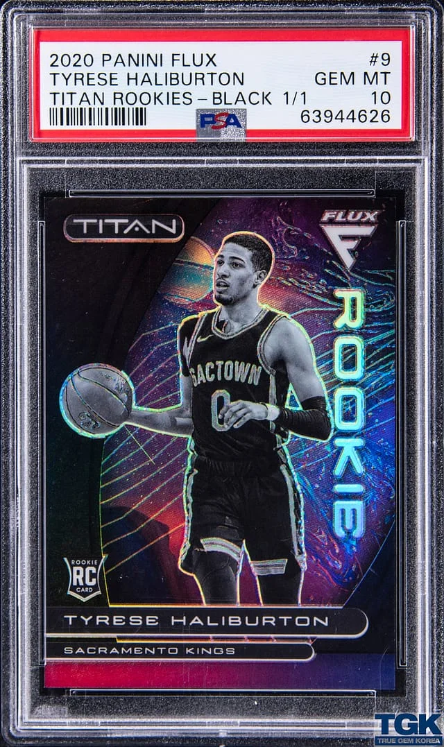 2020-21 Panini Flux Tyrese Haliburton Titan Rookies Black Prizm #9 card image