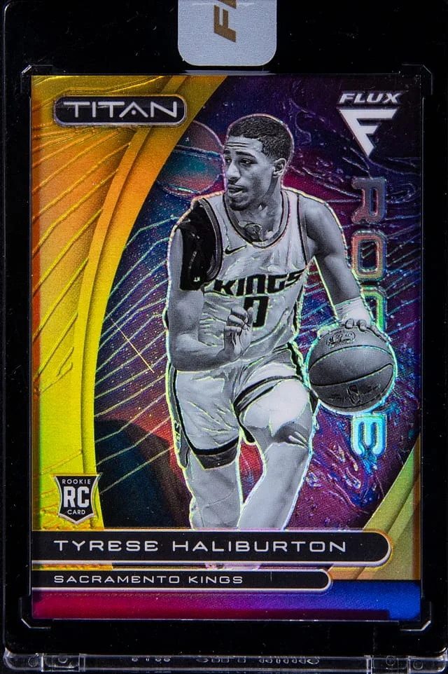 2020-21 Panini Flux Tyrese Haliburton - Panini Encased Titan Gold #8 card image