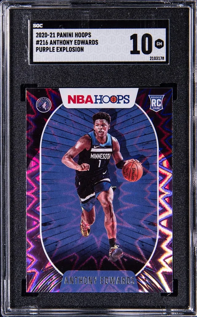 2020-21 Panini Hoops Anthony Edwards Purple Explosion #216 card image