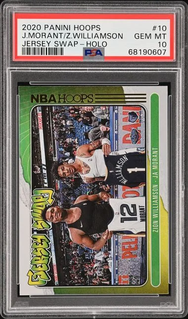 2020-21 Panini Hoops Ja Morant/Zion Williamson Jersey Swap Holo #10 card image