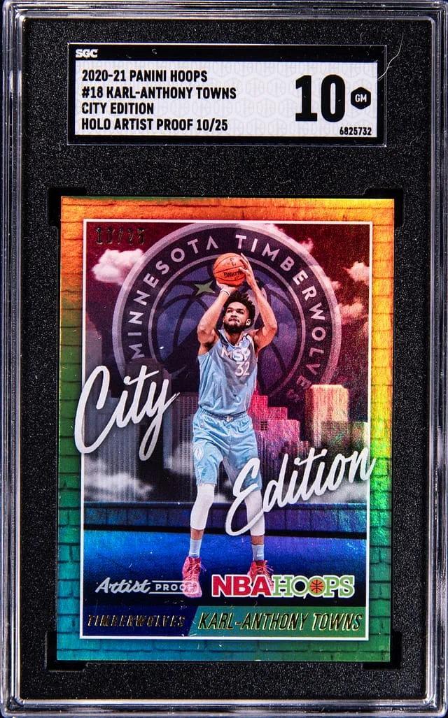 2020-21 Panini Hoops Karl-Anthony Towns City Edition Holo Artist Proof #18 card image