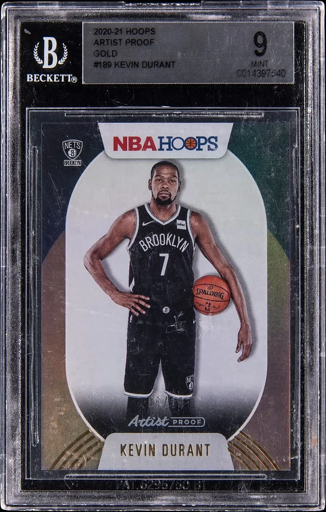 2020-21 Panini Hoops Kevin Durant Artist Proof Gold #189 card image