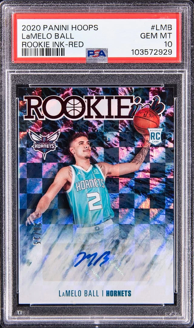 2020-21 Panini Hoops LaMelo Ball Ink Red #LMB card image