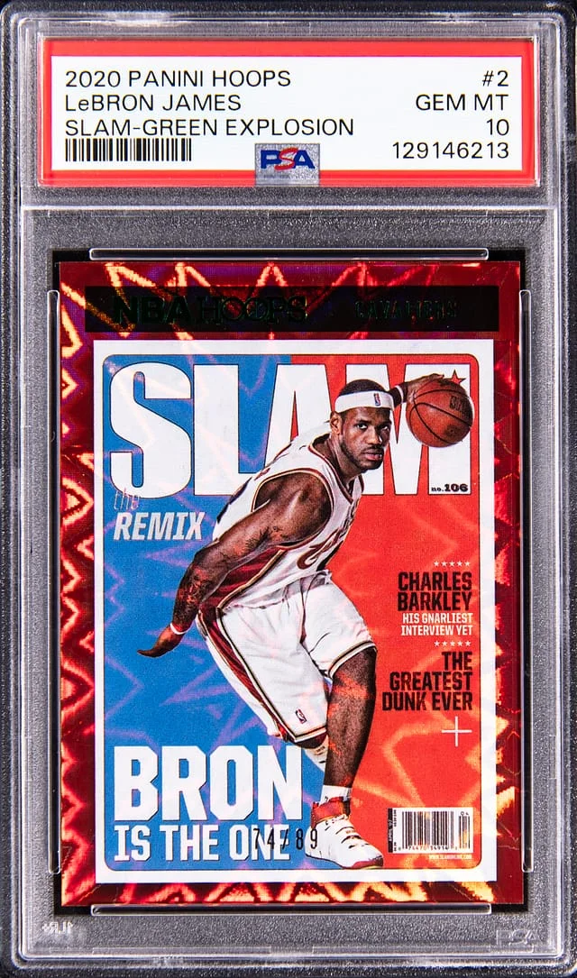 2020-21 Panini Hoops LeBron James Slam-Green Explosion #2 card image