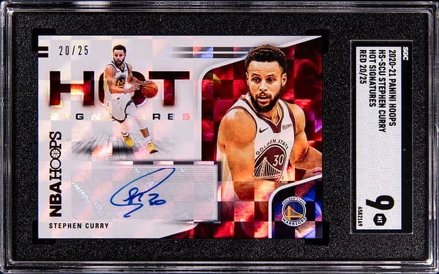 2020-21 Panini Hoops Stephen Curry Hot Signatures Red #HS-SCU card image