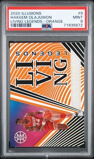 2020-21 Panini Illusions Hakeem Olajuwon Living Legends Orange #9 card image