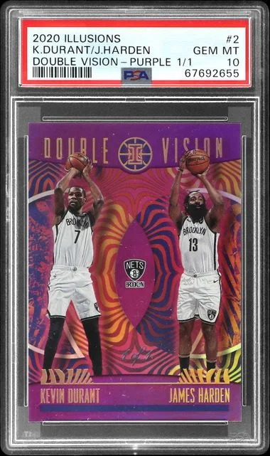 2020-21 Panini Illusions James Harden/Kevin Durant Double Vision Purple #2 card image
