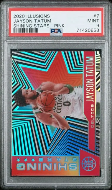2020-21 Panini Illusions Jayson Tatum Shining Stars Pink #7 card image