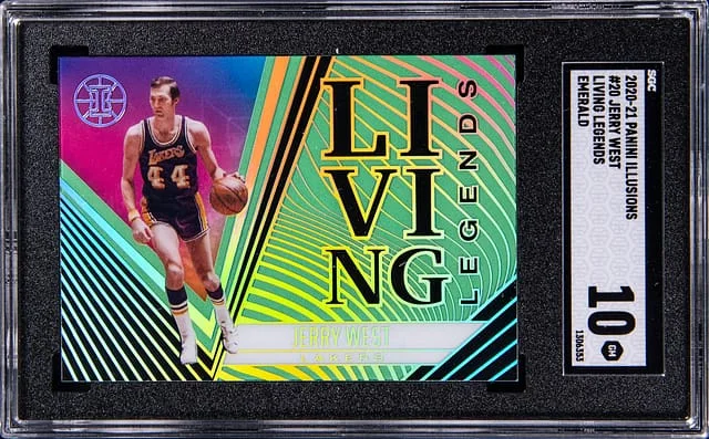 2020-21 Panini Illusions Jerry West Living Legends Emerald #20 card image
