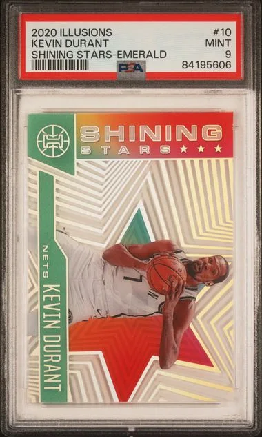 2020-21 Panini Illusions Kevin Durant Shining Stars Emerald #10 card image