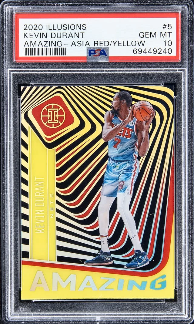 2020-21 Panini Illusions Kevin Durant Amazing Asia Red/Yellow #5 card image