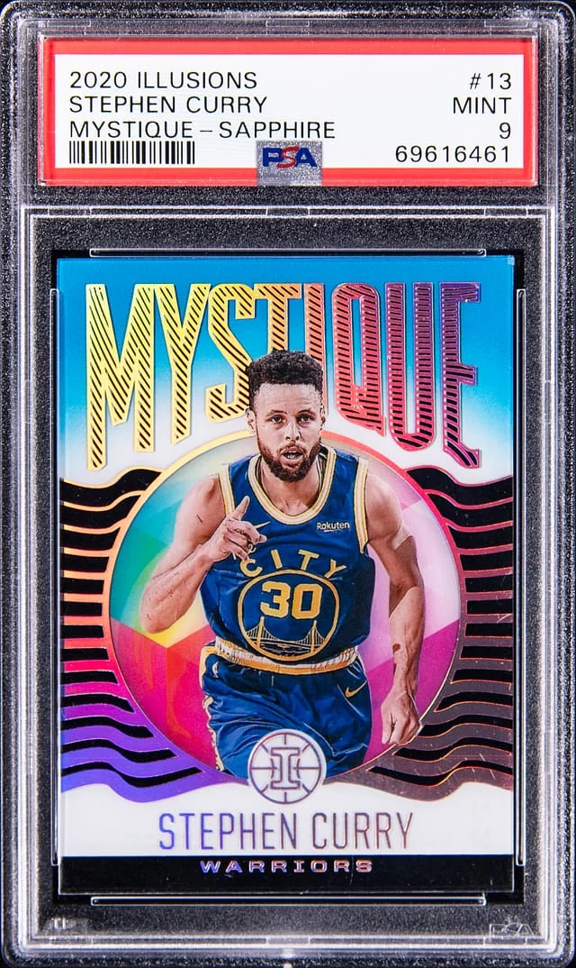 2020-21 Panini Illusions Stephen Curry Mystique Sapphire #13 card image