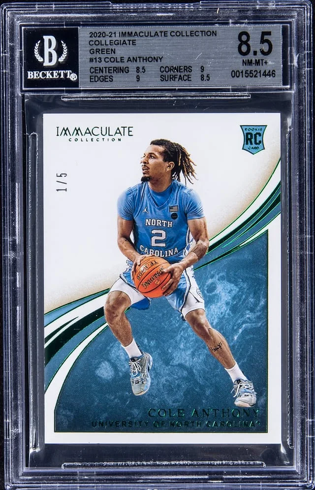 2020-21 Panini Immaculate Collection Cole Anthony Collegiate Green #13 card image