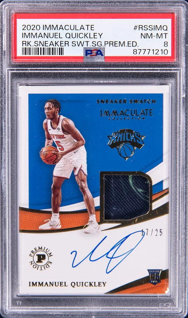 2020-21 Panini Immaculate Collection Immanuel Quickley Sneaker Swatches Signature Premium Edition #RSSIMQ card image