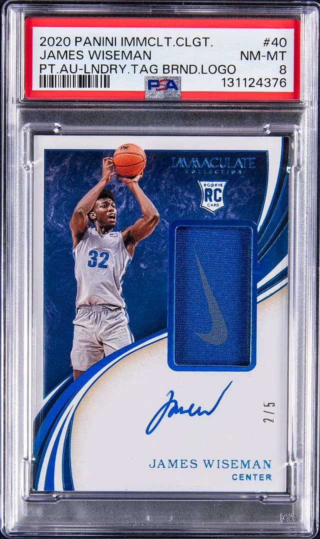 2020-21 Panini Immaculate Collection James Wiseman Patch Autograph (RPA) #40 card image