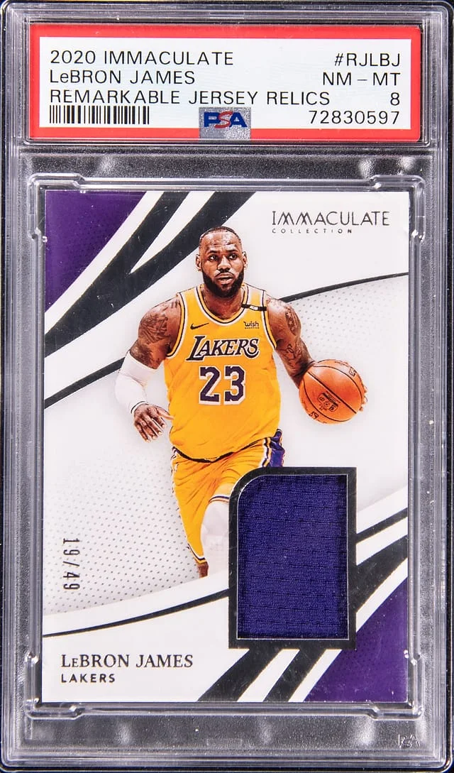 2020-21 Panini Immaculate Collection LeBron James Game-Worn Remarkable Jersey Relics #RJ-LBJ card image