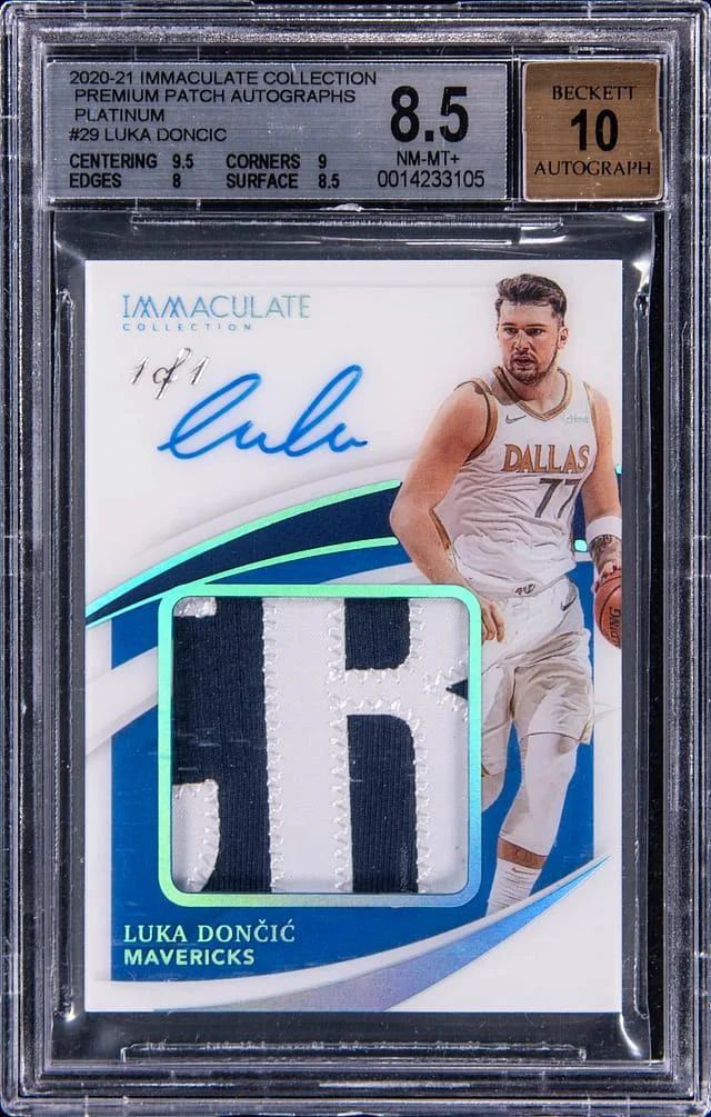 2020-21 Panini Immaculate Collection Luka Doncic Premium Patch Autographs Platinum #PPA-LUD card image