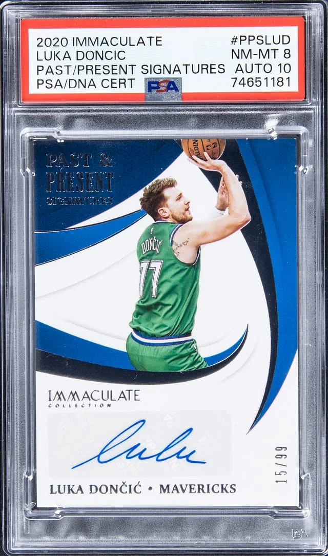 2020-21 Panini Immaculate Collection Luka Doncic Past & Present Signatures #PPS-LUD card image