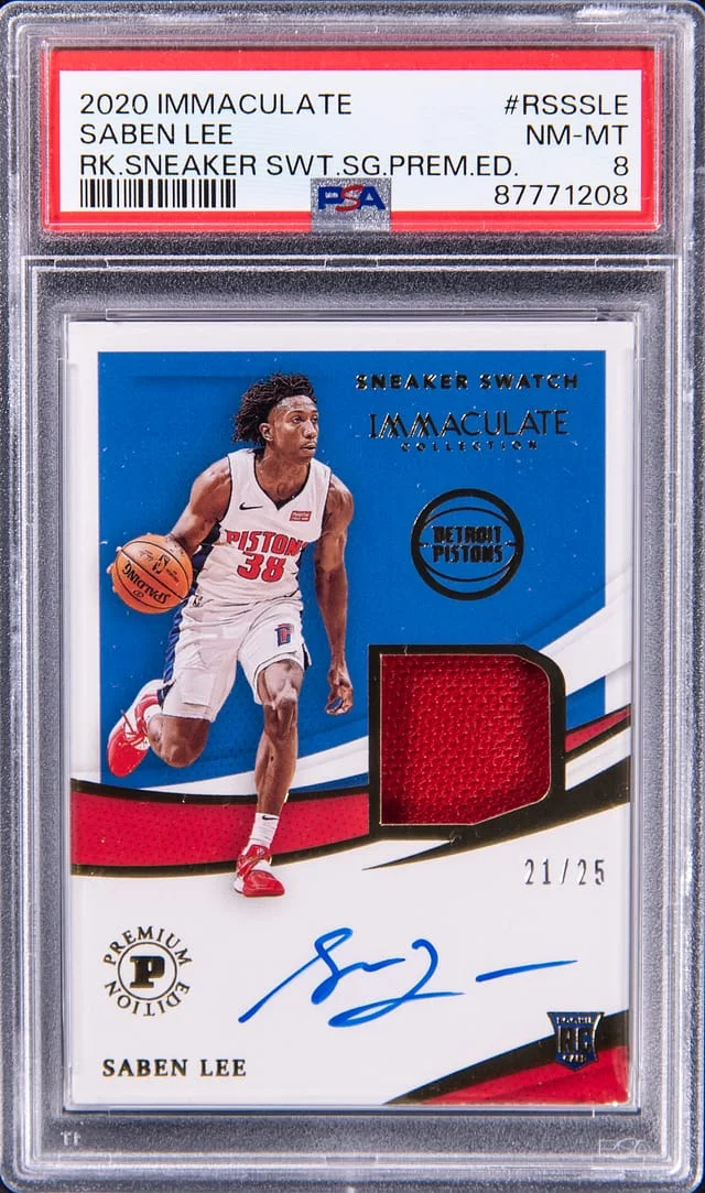 2020-21 Panini Immaculate Collection Saben Lee Sneaker Swatches Signature Premium Edition #RSSSLE card image