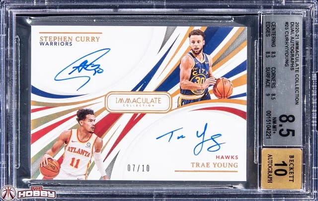 2020-21 Panini Immaculate Collection Stephen Curry/Trae Young Dual #DA-STR card image