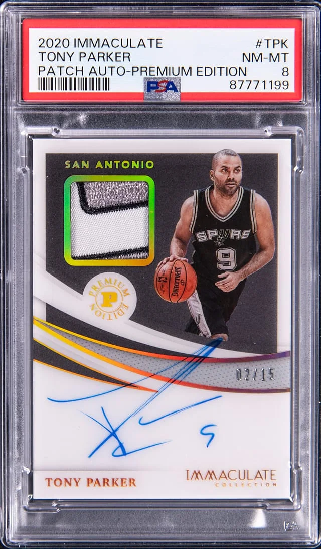 2020-21 Panini Immaculate Collection Tony Parker Patch Autograph Premium Edition #TPK card image
