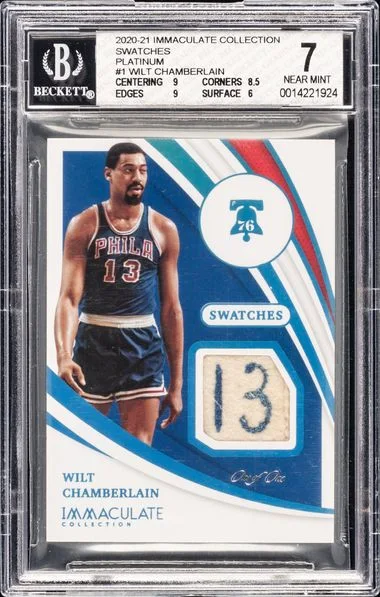 2020-21 Panini Immaculate Collection Wilt Chamberlain Swatches Platinum #SW-WCH card image
