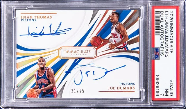 2020-21 Panini Immaculate Isiah Thomas/Joe Dumars Dual Dual Autographs #DA-IJD card image