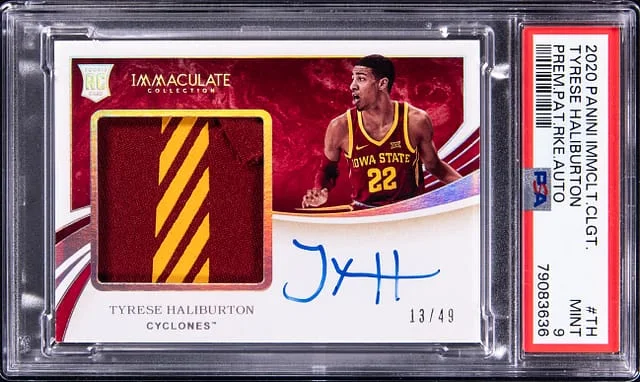 2020-21 Panini Immaculate Tyrese Haliburton Collgeiate Premium Patch Autograph #PPA-TH card image