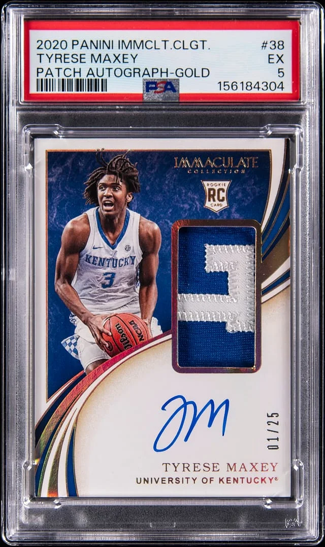 2020-21 Panini Immaculate Tyrese Maxey Collegiate Patch Autograph Gold #38 card image