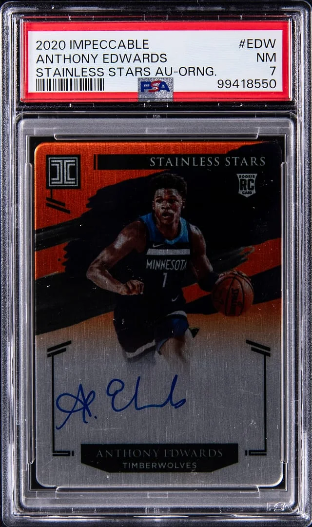 2020-21 Panini Impeccable Anthony Edwards Stainless Stars Autograph-Orange #EDW card image