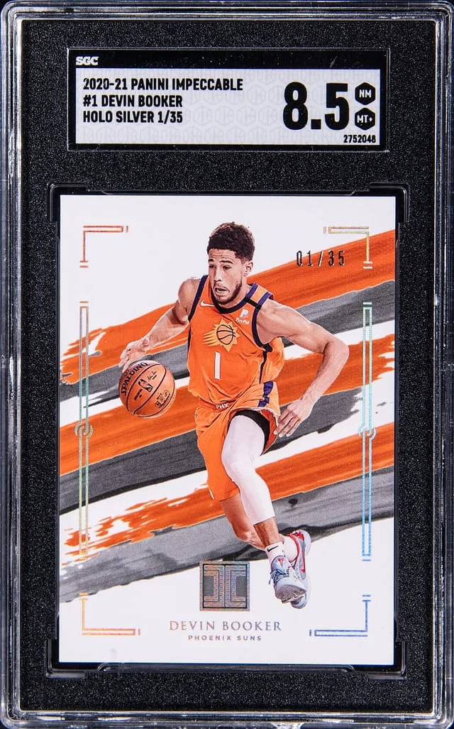 2020-21 Panini Impeccable Devin Booker Holo Silver #1 card image