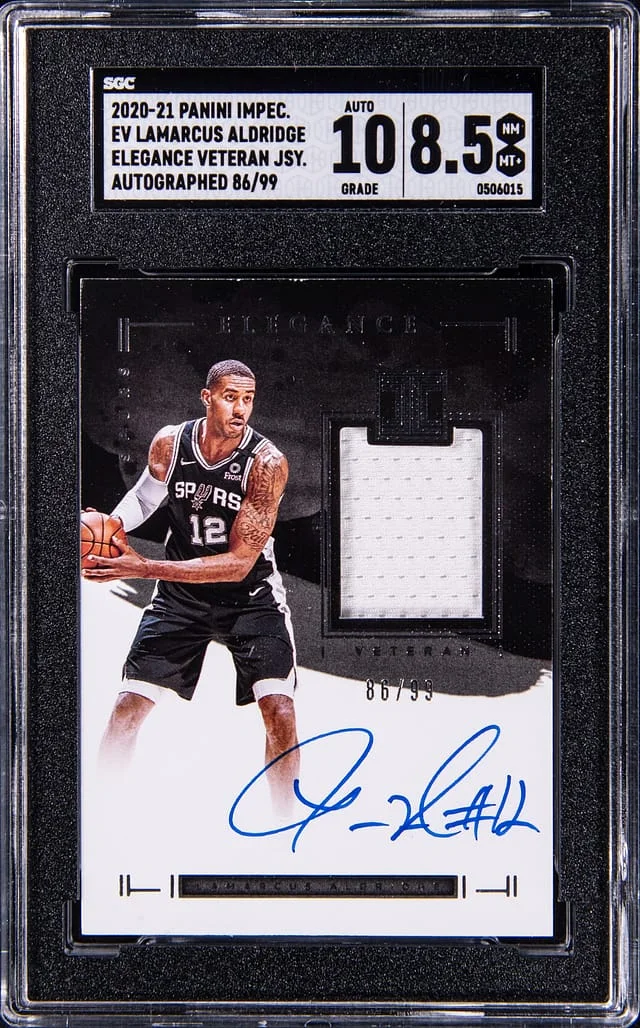 2020-21 Panini Impeccable Lamarcus Aldridge Elegance Veteran Jersey Autographed #EV-LMA card image