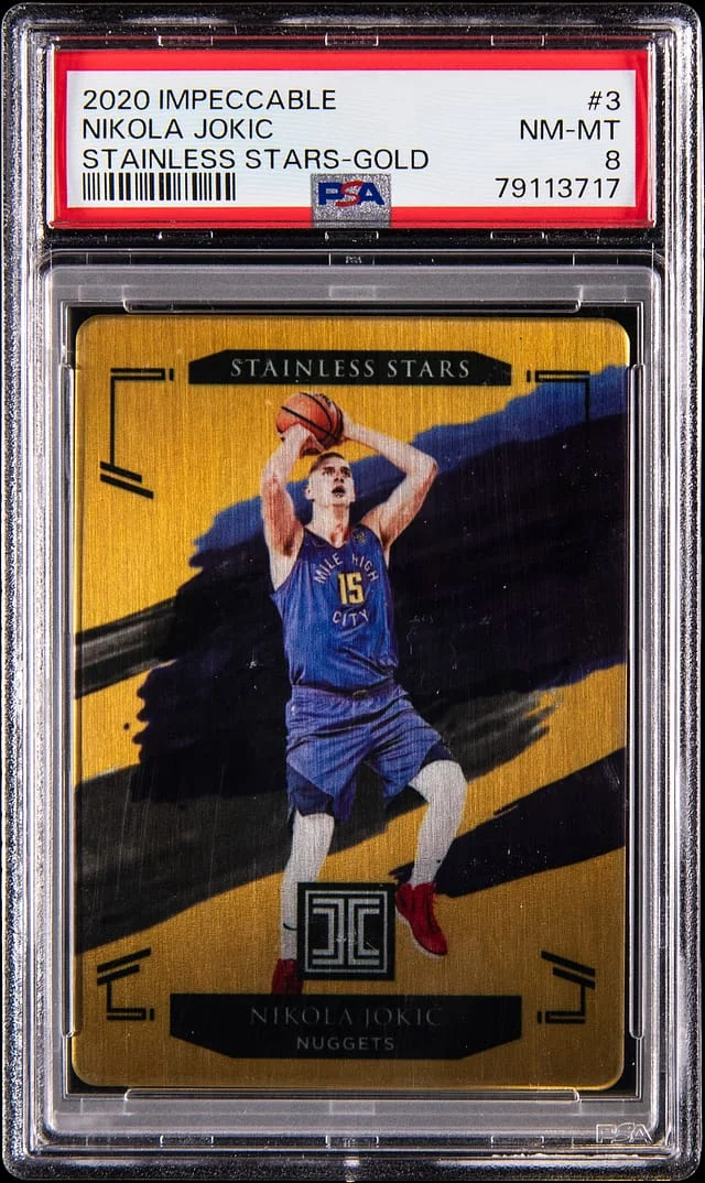 2020-21 Panini Impeccable Nikola Jokic Stainless Stars Gold #3 card image