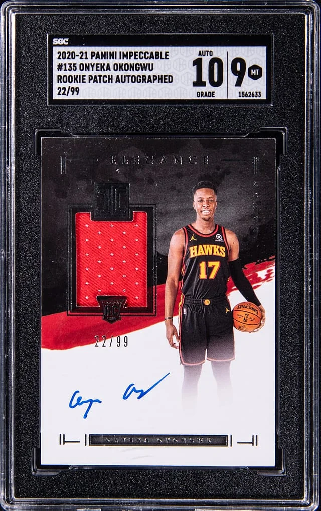 2020-21 Panini Impeccable Onyeka Okongwu Patch Autographed #135 card image