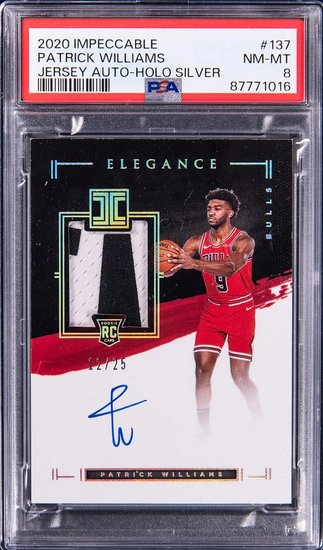2020-21 Panini Impeccable Patrick Williams Jersey Autograph Holo Silver #137 card image
