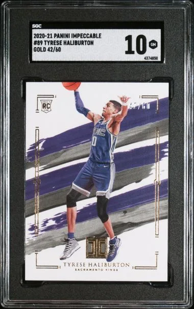 2020-21 Panini Impeccable Tyrese Haliburton Gold #89 card image