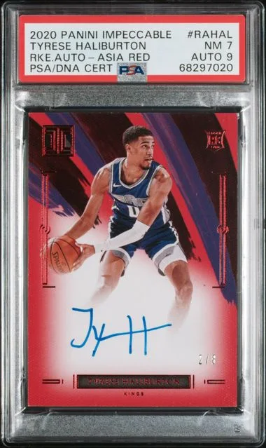 2020-21 Panini Impeccable Tyrese Haliburton Autographs Asia Red #RA-HAL card image