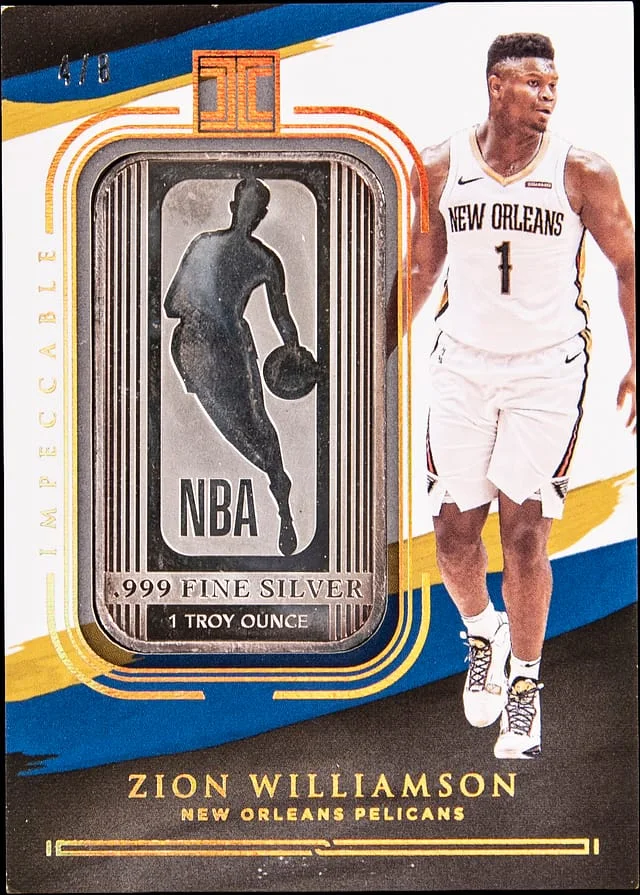 2020-21 Panini Impeccable Zion Williamson Silver Bar #8 card image