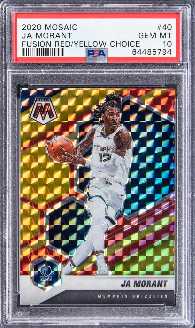 2020-21 Panini Ja Morant Mosiac Fusion Red/Yellow Choice #40 card image