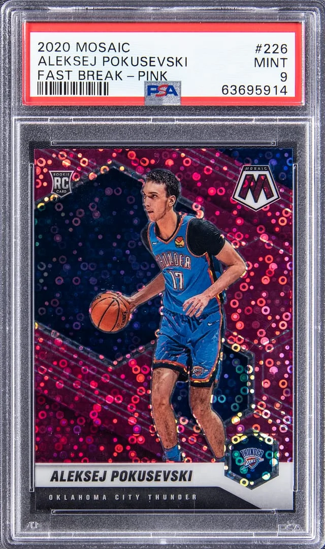 2020-21 Panini Mosaic Aleksej Pokusevski Pink Swirl Prizm #226 card image
