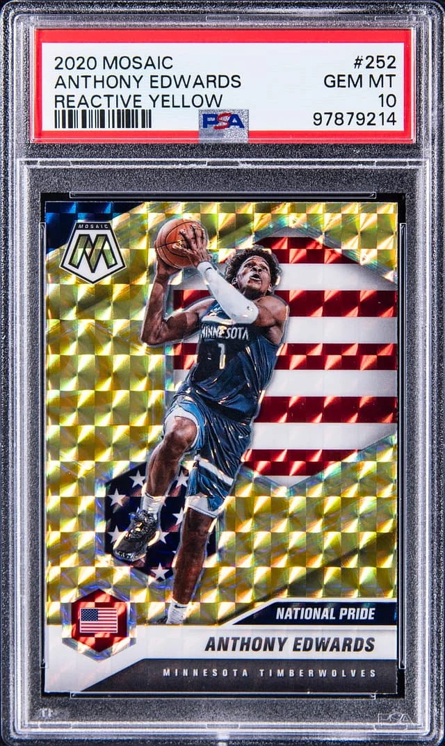 2020-21 Panini Mosaic Anthony Edwards Reactive Yellow #252 card image