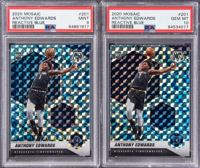 2020-21 Panini Mosaic Anthony Edwards Cards Reactive Blue #201 card image