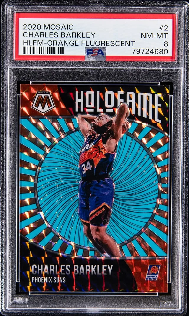 2020-21 Panini Mosaic Charles Barkley HoloFame Orange Fluorescent #2 card image